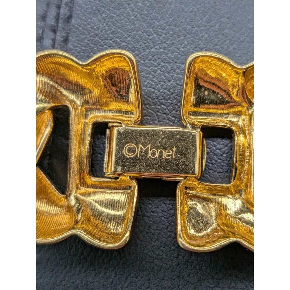 Vintage Signed Monet Necklace Gold Tone Cuban Link Choker Collar 16.25in 105gram